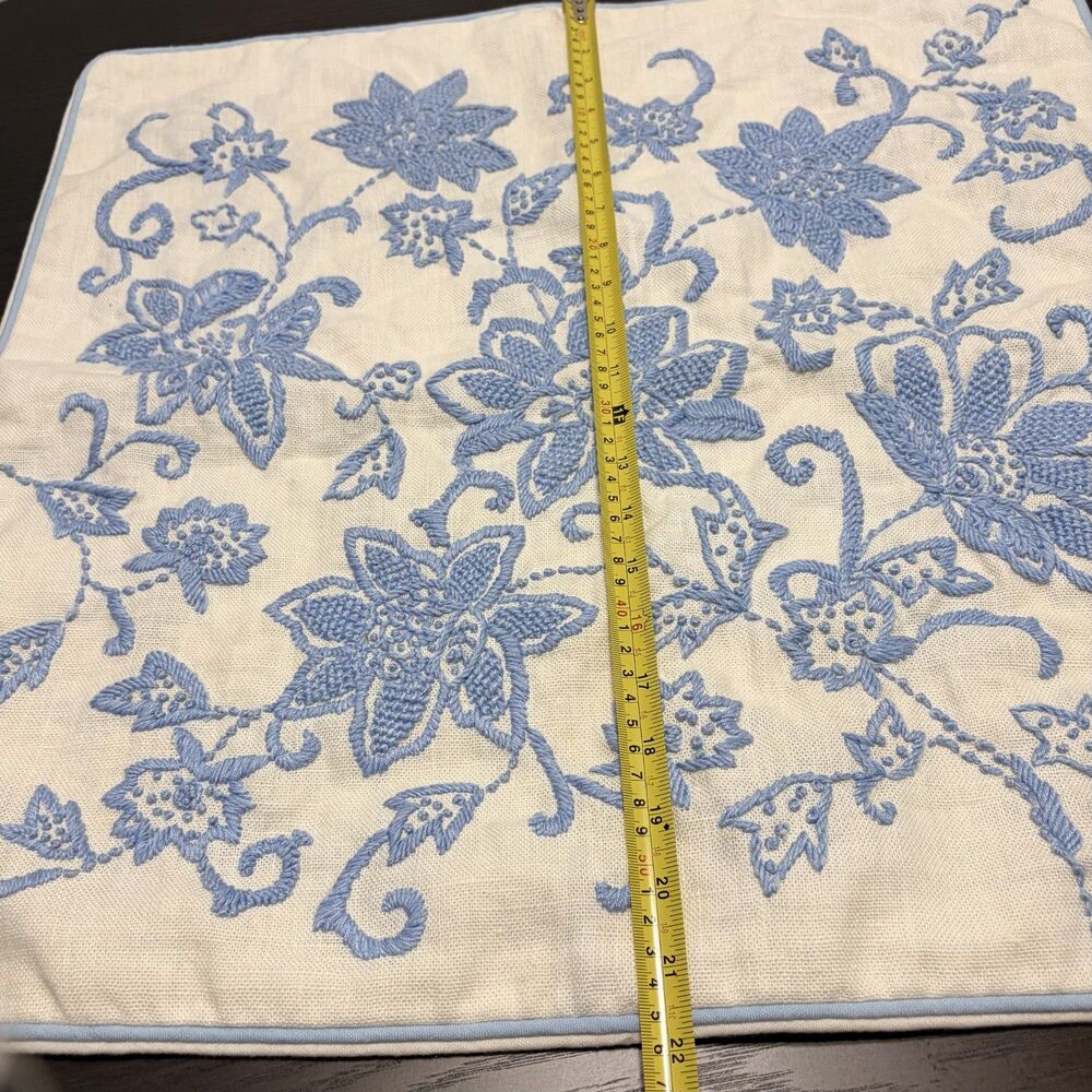 NWT Serena & Lily Marigot Embroidered Linen Square Pillow Cover 22” Hydrangea - Picture 8 of 8